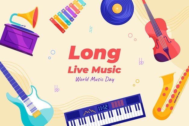 Płaskie Tło Do Obchodów światowego Dnia Muzyki
