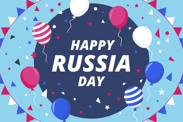 Płaskie tło dzień rosji z balonów