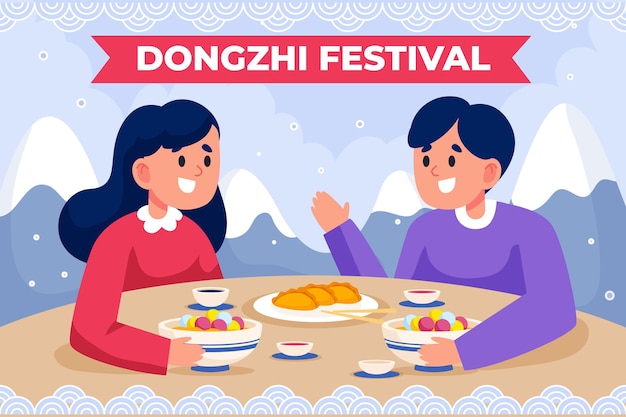 Bezpłatny wektor płaskie tło festiwalu dongzhi
