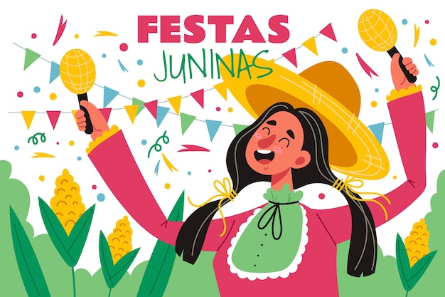 Płaskie tło festy juninas