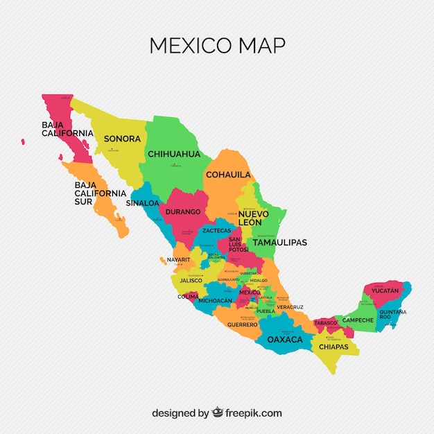 Płaskie tło mapy Meksyku