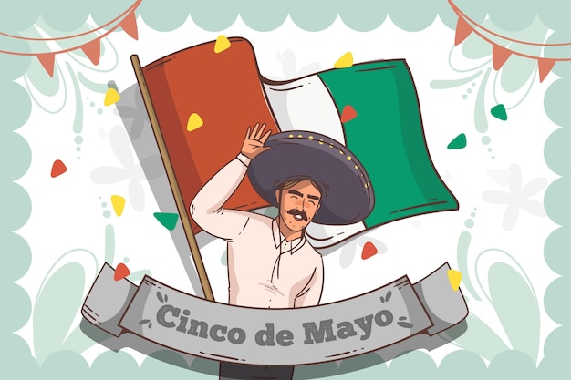 Płaskie Tło Meksykańskie Cinco De Mayo