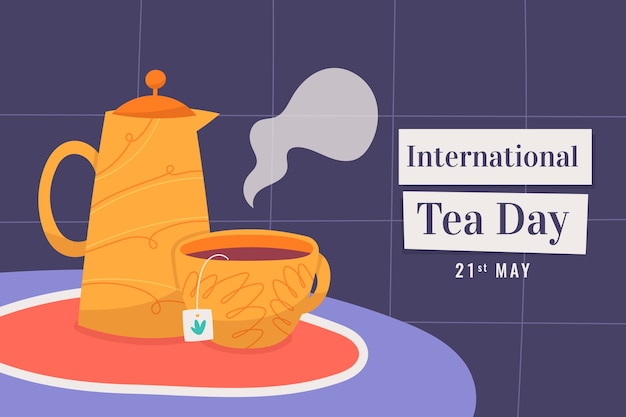 Płaskie tło międzynarodowego dnia herbaty