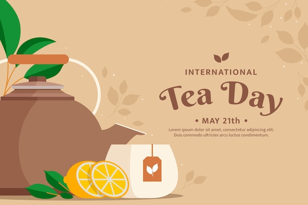Płaskie tło międzynarodowego dnia herbaty