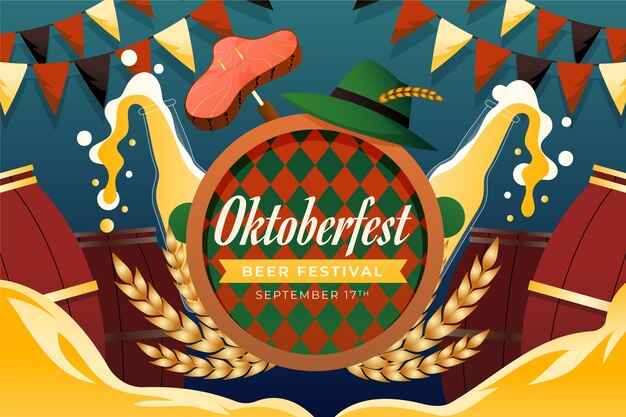 Płaskie tło na festiwal oktoberfest