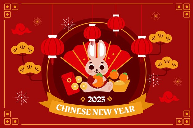 Płaskie tło na obchody chińskiego nowego roku