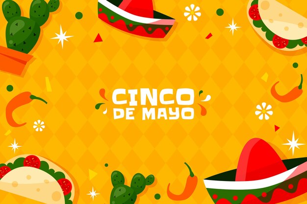 Płaskie tło na obchody cinco de mayo