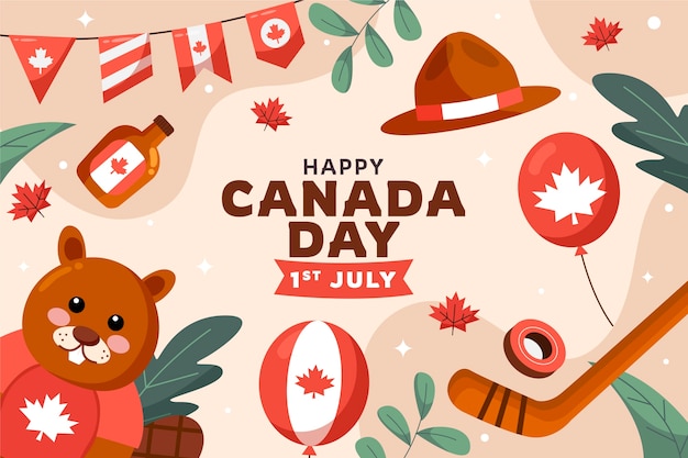 Płaskie Tło Na Obchody Dnia Kanady