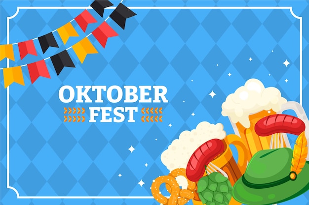 Bezpłatny wektor płaskie tło na obchody festiwalu piwa oktoberfest