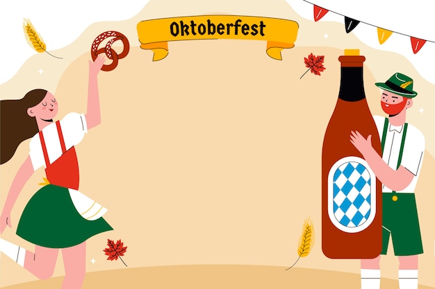 Bezpłatny wektor płaskie tło na obchody festiwalu piwa oktoberfest