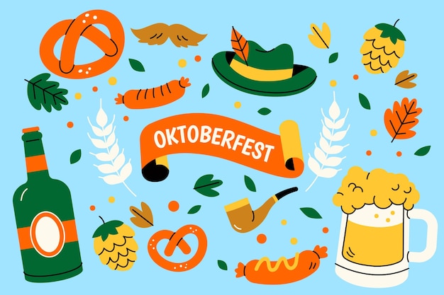 Bezpłatny wektor płaskie tło na obchody festiwalu piwa oktoberfest