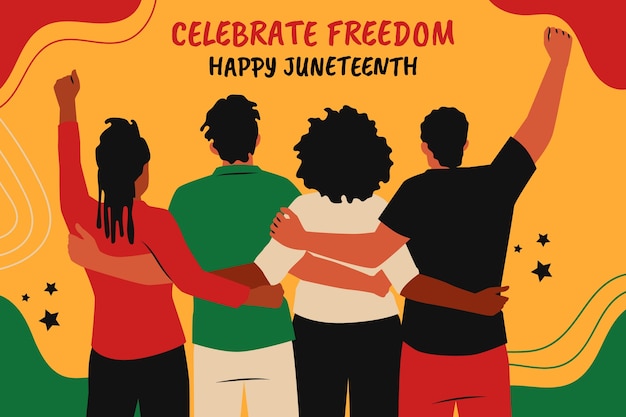 Płaskie Tło Na Obchody Juneteenth