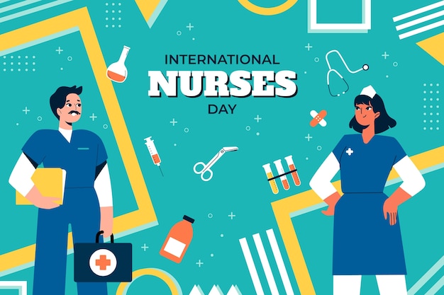Bezpłatny wektor płaskie tło na obchody międzynarodowego dnia pielęgniarek