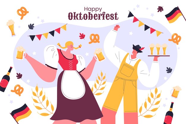 Płaskie Tło Na Obchody Oktoberfest