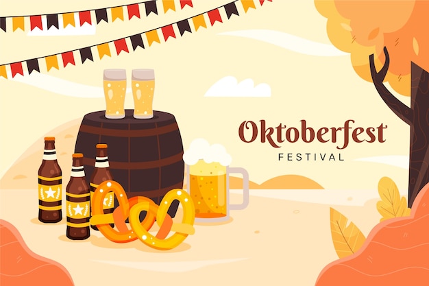 Bezpłatny wektor płaskie tło na obchody oktoberfest