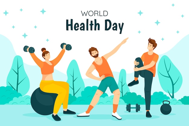 Płaskie Tło Na Obchody światowego Dnia Zdrowia