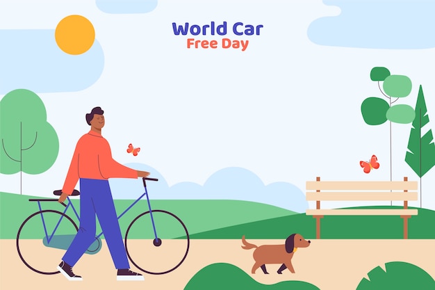 Bezpłatny wektor płaskie tło na światowy dzień bez samochodu