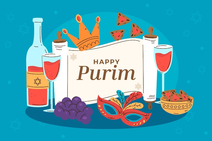 Bezpłatny plik Wektor płaskie tło na święto purim