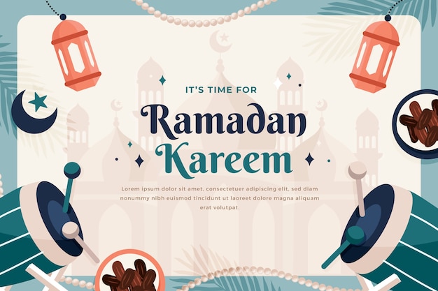 Płaskie Tło Ramadan Kareem