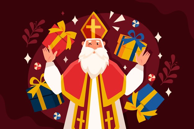 Bezpłatny wektor płaskie tło sinterklaas