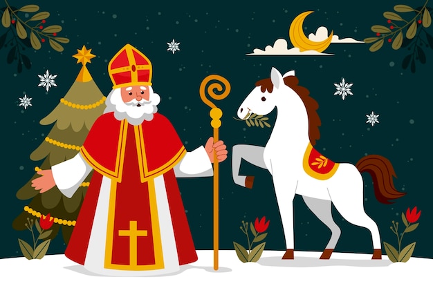 Bezpłatny wektor płaskie tło sinterklaas