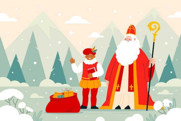 Bezpłatny wektor płaskie tło sinterklaas