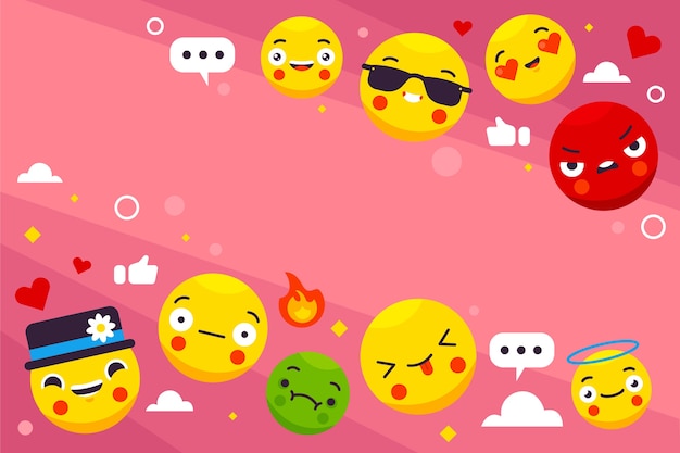 Bezpłatny wektor płaskie tło światowego dnia emoji