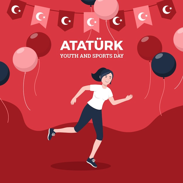 Płaskie Upamiętnienie Ilustracji Ataturka, Młodzieży I Sportu