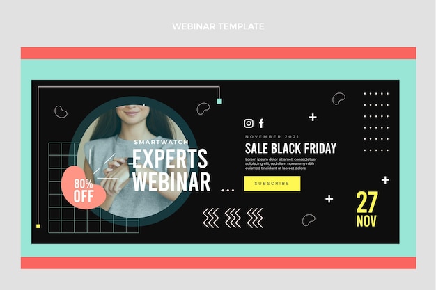 Bezpłatny wektor płaskie webinarium w czarny piątek