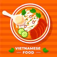 Bezpłatny wektor płaskie wietnamskie jedzenie