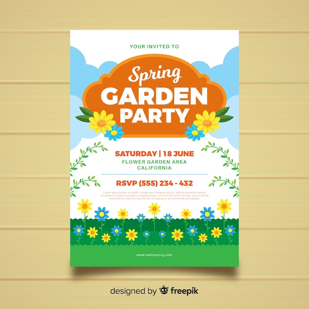 Płaskie wiosna plakat party ogród