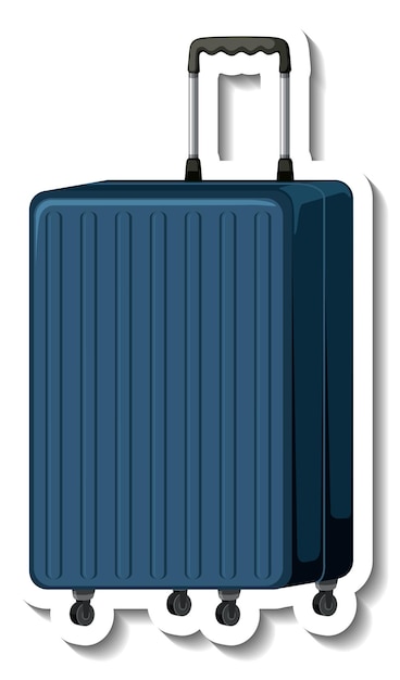 Bezpłatny wektor plastikowa walizka podróżna z naklejką na kółkach