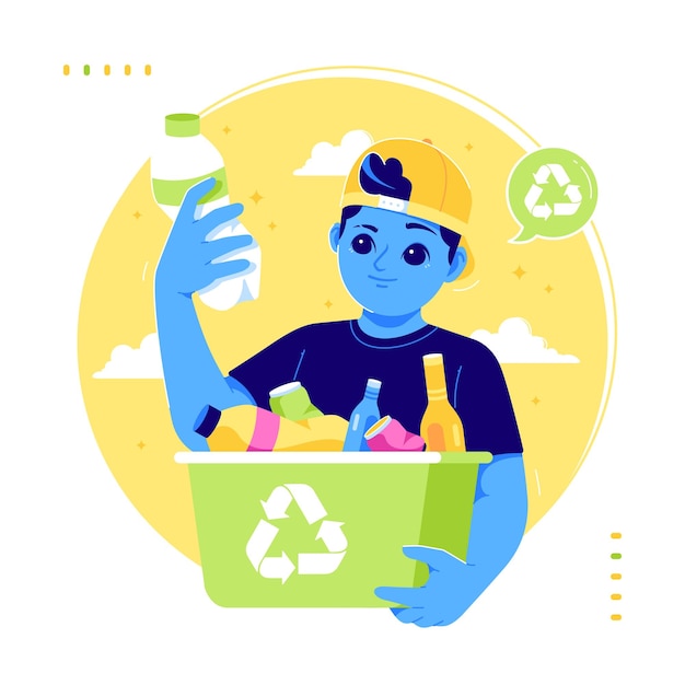 Bezpłatny wektor plastikowy recykling pomysłów ilustracja tło