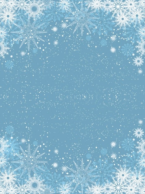 Płatki śniegu na jasnoniebieskim tle