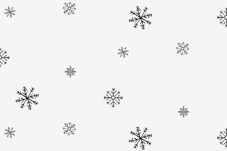 Bezpłatny plik Wektor płatki śniegu wzór tła, boże narodzenie doodle w czarnym wektorze