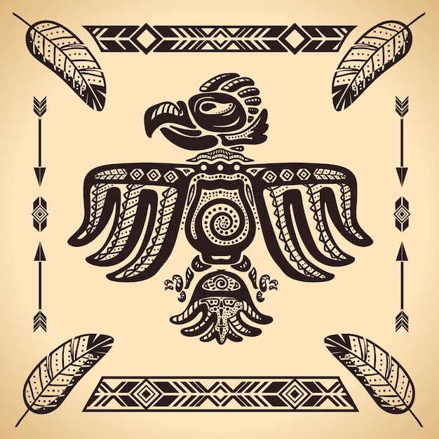 Bezpłatny wektor plemienny amerykański orzeł znak