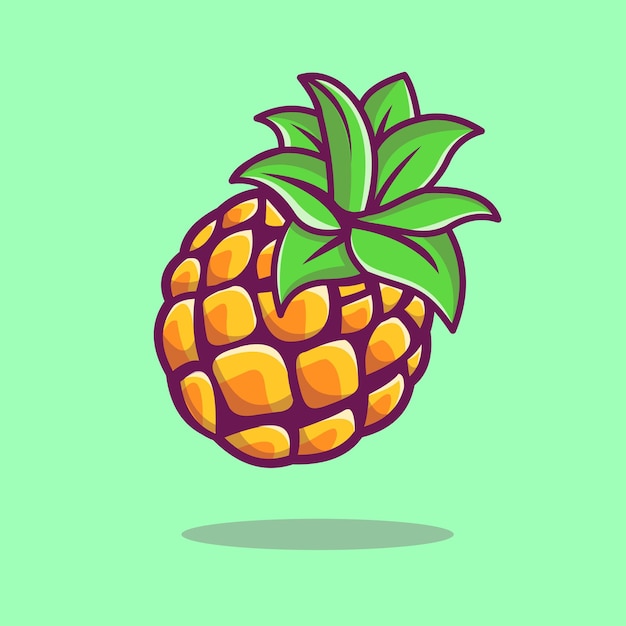 Bezpłatny wektor pływający ananas kreskówka wektor ikona ilustracja jedzenie natura ikona koncepcja białym premium płaski