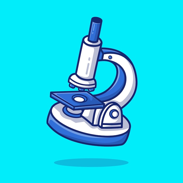 Bezpłatny wektor pływający mikroskop kreskówka wektor ikona ilustracja nauka opieki zdrowotnej ikona koncepcja białym tle