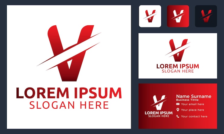 Bezpłatny plik Wektor początkowa litera v monogram w plasterkach profesjonalny projekt wektor logo firmy i finansów