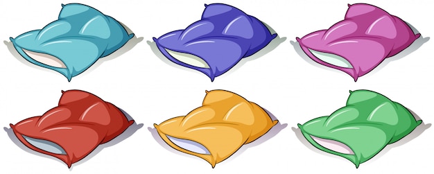 Bezpłatny wektor poduszki w sześciu różnych kolorach