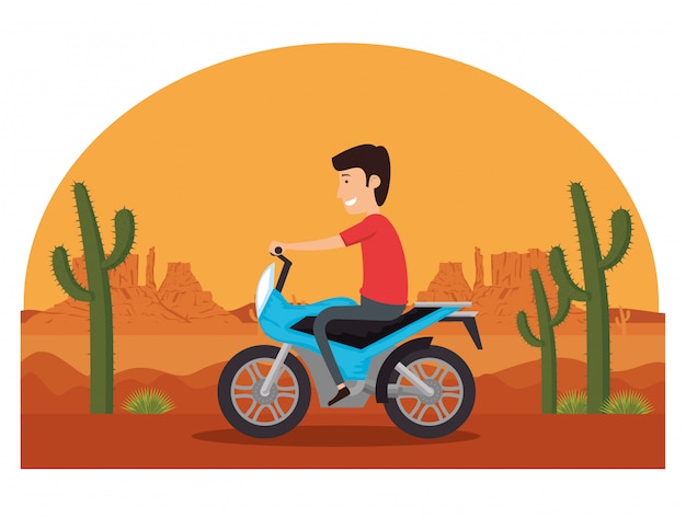 Bezpłatny wektor pojazd motocyklowy na pustyni