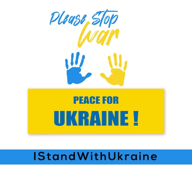 Bezpłatny wektor pokój dla ukrainy niebieskie żółte białe tło baner do projektowania mediów społecznościowych darmowych wektorów