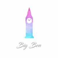 Bezpłatny wektor pomnik streszczenie logo big ben tower wykonane z trójkątów