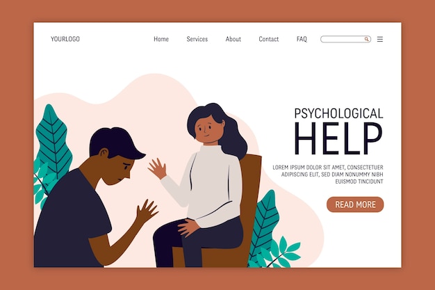 Bezpłatny wektor pomoc psychologiczna - landing page