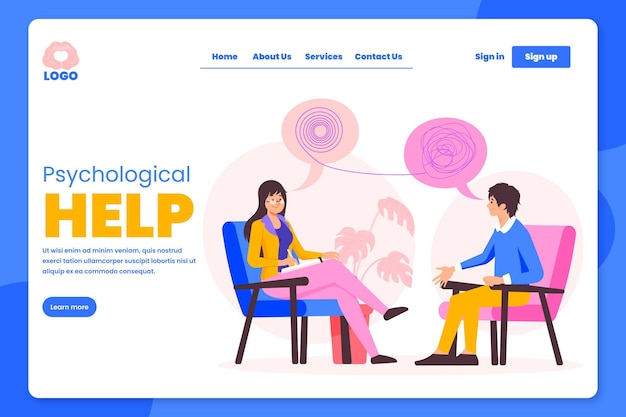 Bezpłatny wektor pomoc psychologiczna - landing page