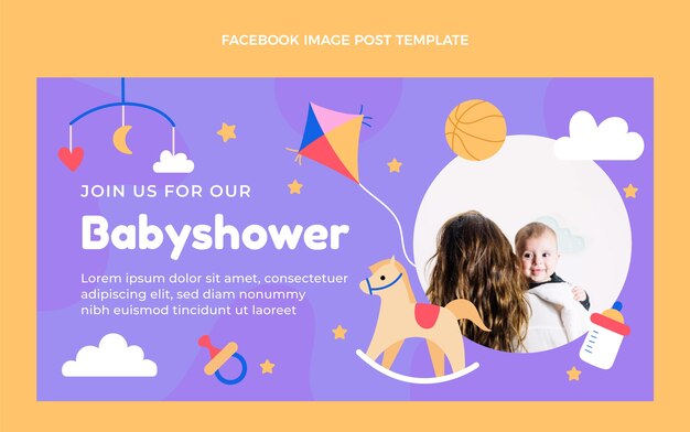 Bezpłatny wektor post na facebooku z babyshower