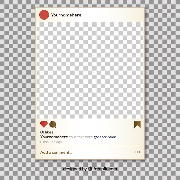 Bezpłatny wektor post na instagramie z przezroczystym tłem