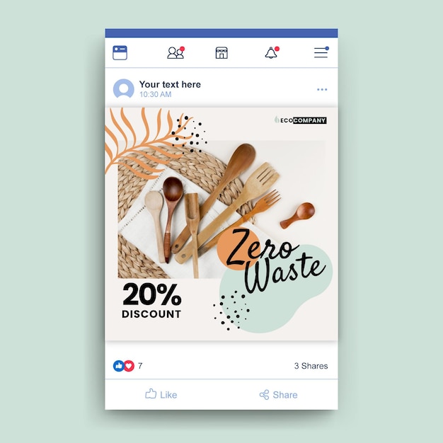 Bezpłatny wektor post zero waste na facebooku