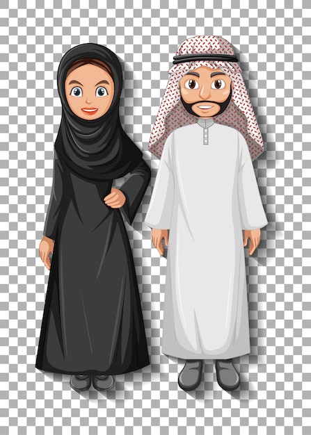 Bezpłatny wektor postać z kreskówki arabska para