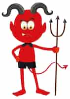 Bezpłatny wektor postać z kreskówki czerwonego diabła z wyrazem twarzy